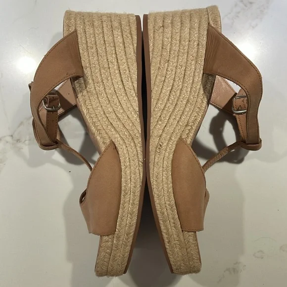 🥳🥳LUCKY BRAND Valki Espadrilles Platform Wedge Sandals, Size 9 1/2  Tan - Picture 4 of 9